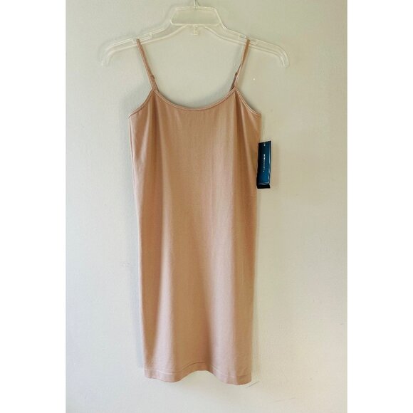 BCBGMAXAZRIA Sz M L Enya Slip Midi Tank Dress Nude Color Stretch Slip On NWT - Picture 2 of 7